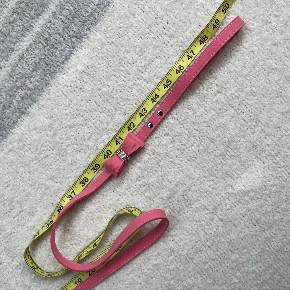 Pink & rhinestone Bow dog Collar and Leash Set